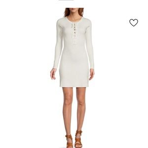 ba&sh Ivory Long Sleeve Dress with Lace-Up Detail
